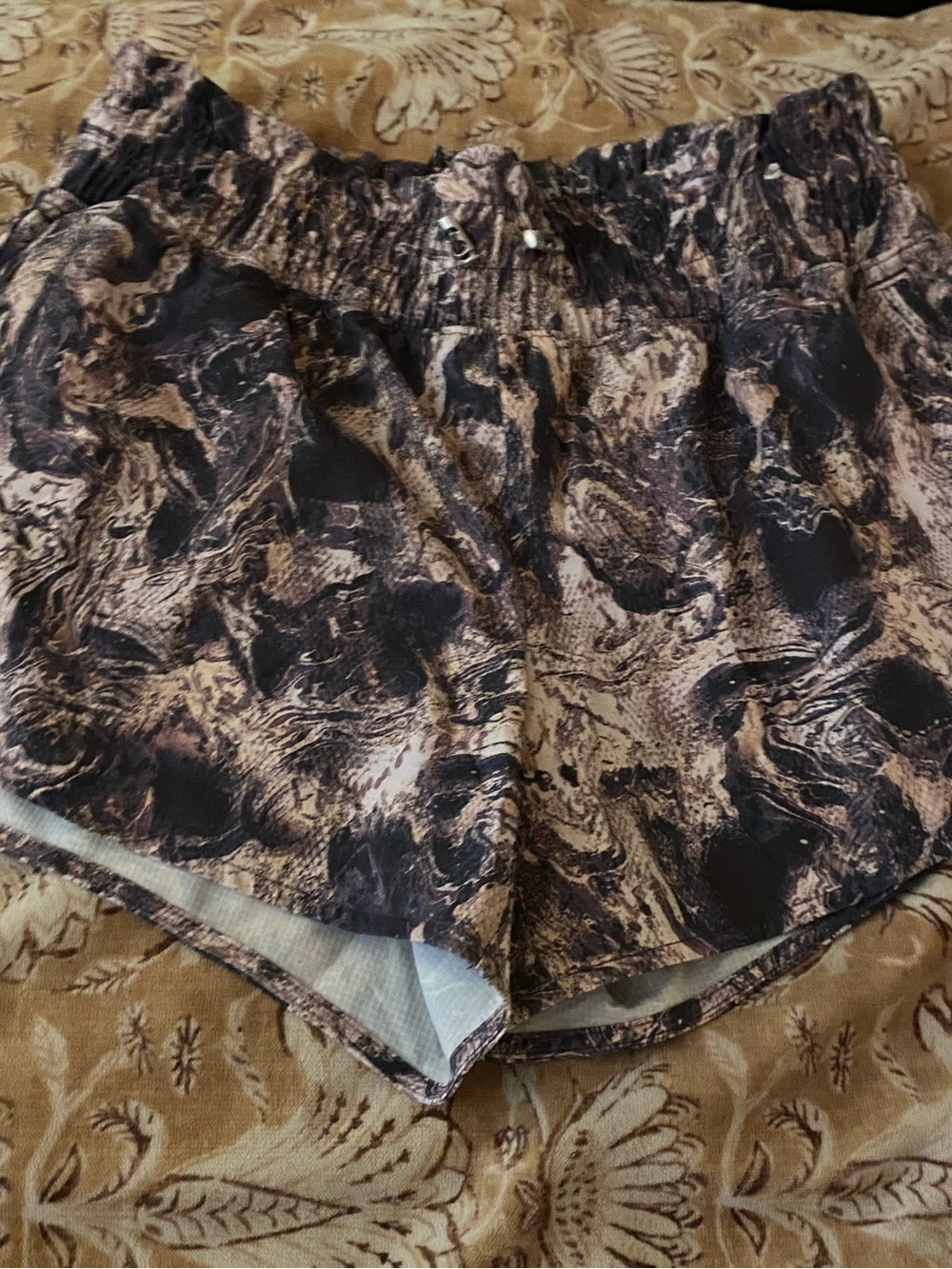 Woman's FLX Active Work Out Athletic Shorts Lined Marble Pattern Gym Small